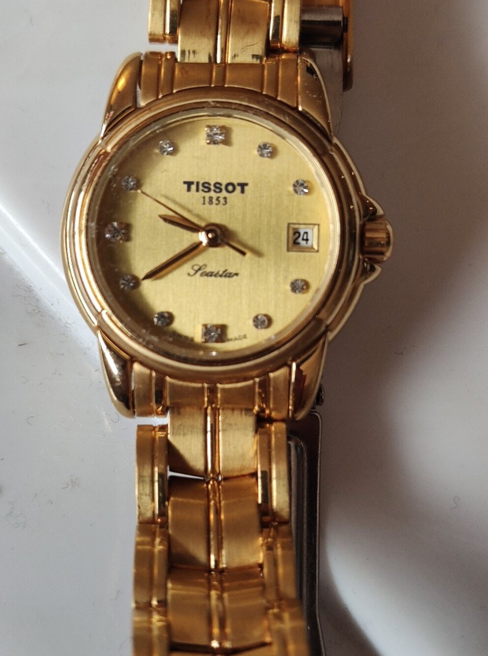 Tissot Gold-Tone Ladies Bracelet Watch with Crystal Markers